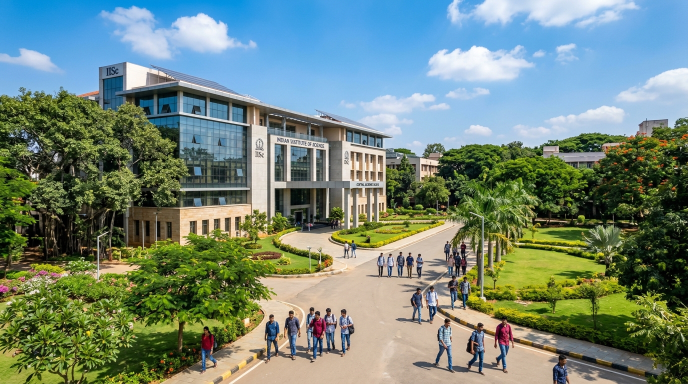 Karnataka university campus quadrangle with students preparing for higher education admissions